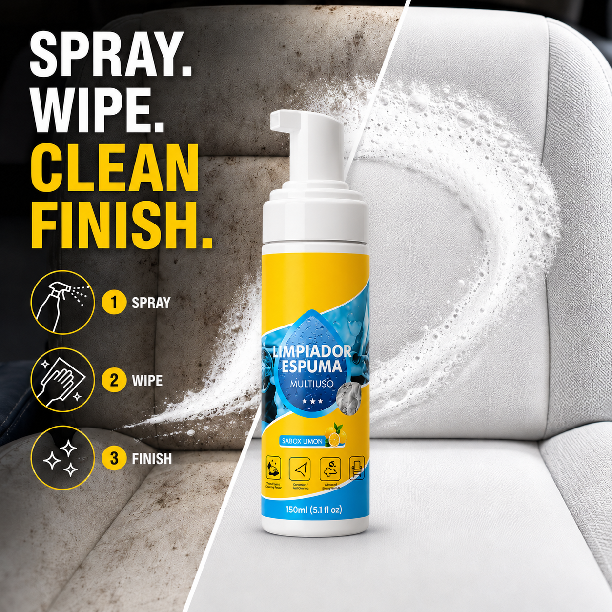 4-in-1 Multi-Enzyme Foam Cleaner – Deep Clean Cars, Kitchens, Bathrooms & Sofas