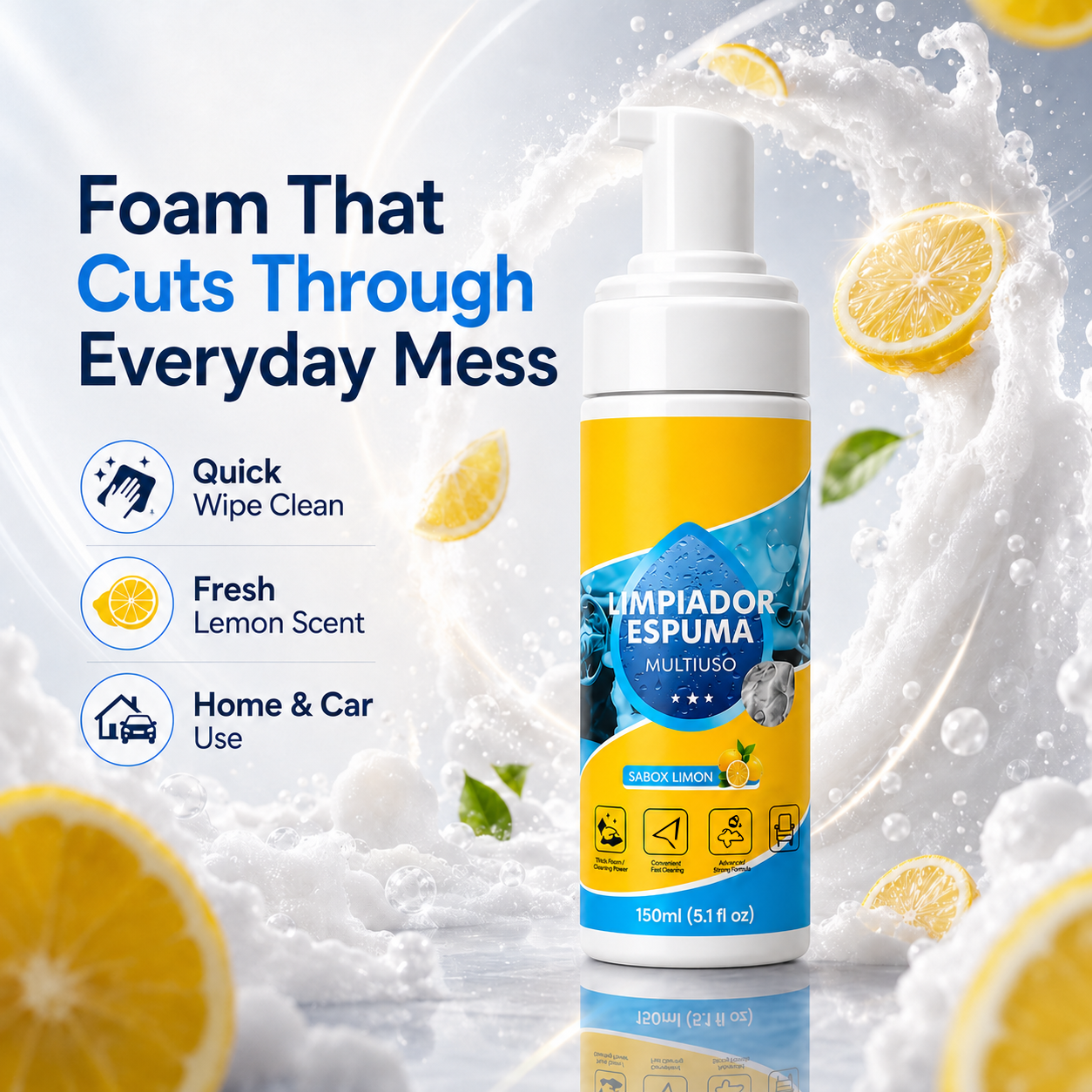 4-in-1 Multi-Enzyme Foam Cleaner – Deep Clean Cars, Kitchens, Bathrooms & Sofas