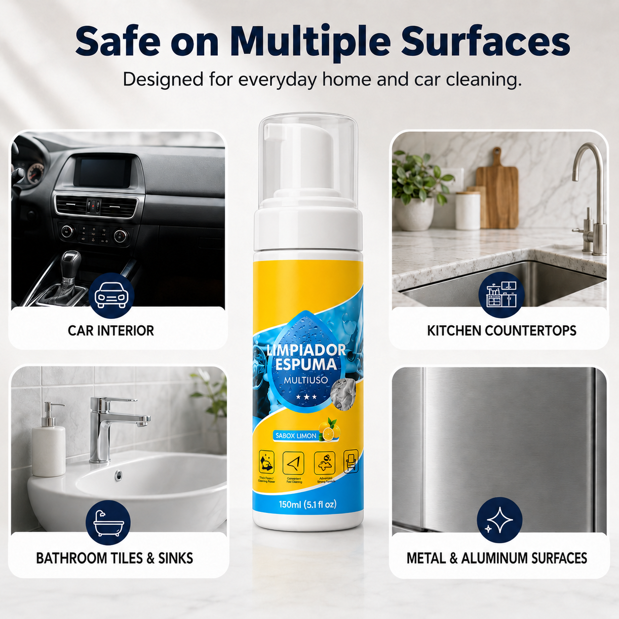 4-in-1 Multi-Enzyme Foam Cleaner – Deep Clean Cars, Kitchens, Bathrooms & Sofas